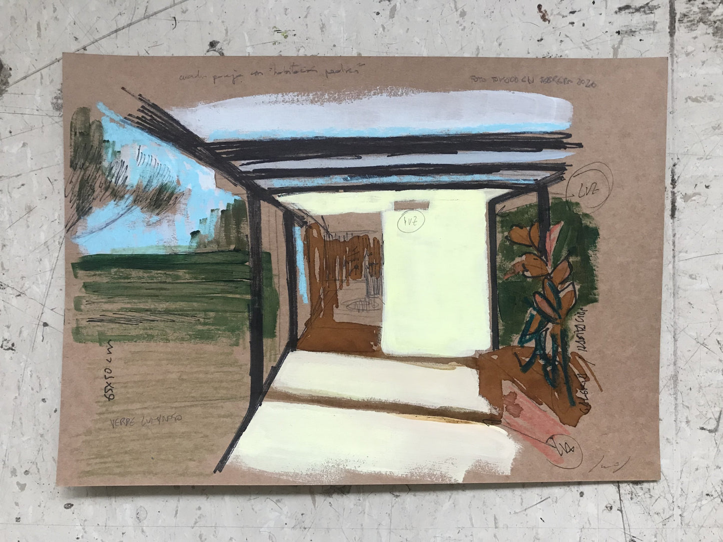 Sketch Luz cálida en la galería